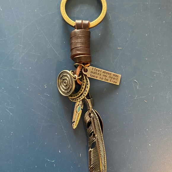 Turquoise Silver Feather Keychain Set - Picture 5 of 8